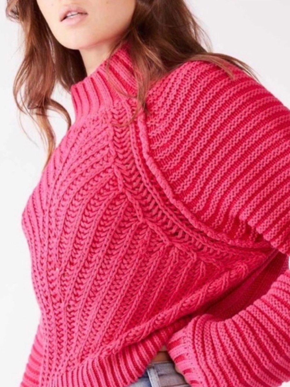 Free People Sweetheart Sweater Candy Blossom Pink Balloon Sleeve X Small